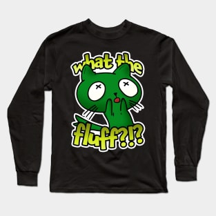 WTF?!? Green cartoon cat Long Sleeve T-Shirt